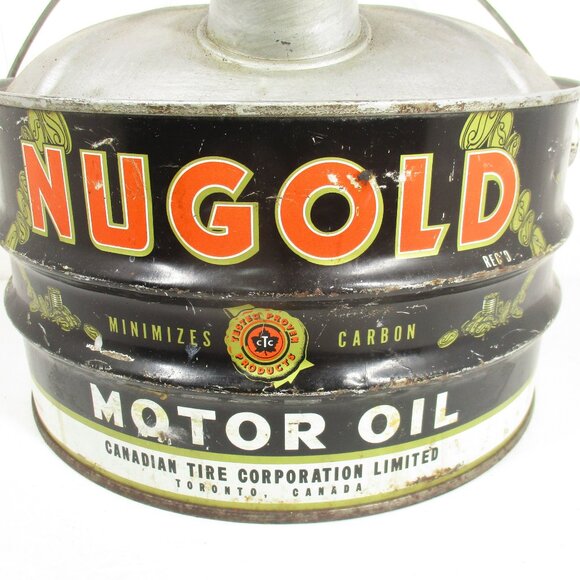NUGOLD 2 Gallon Oil Can Canadian Tire Corporation Limited Gas Oil Tin - Picture 2 of 9